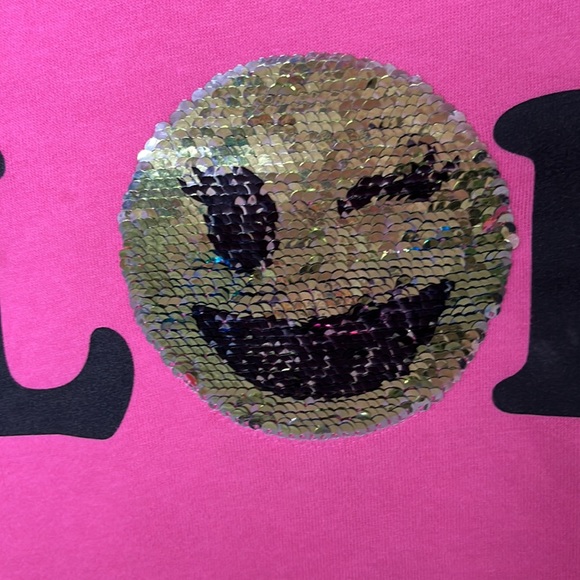 SPARKLY LOL EMOJI REVERSIBLE JUSTICE HOODIE PINK GIRLS SIZE 10 GREAT CONDITION! - Picture 4 of 6